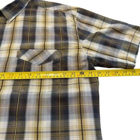 KUHL Mountain Grown Button Up Camp Shirt Short Sleeve Plaid Men's Size 2XL Brown - Picture 12 of 12